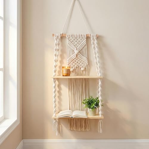 Large Macrame Wall Hanging Macrame Wall Decor Tapestry For Headboard Bedroom Livingroom Boho Fiber Home Art (White-A) - color: White-A