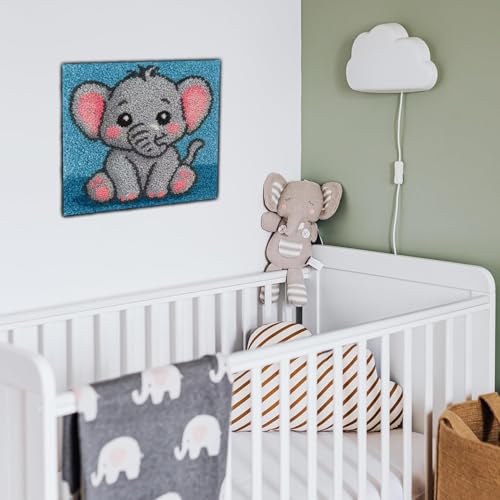 Latch Hook Kits for Kids Adults DIY Rug Tapestry Kits with Printed Canvas Embroidery Kits Festival Christmas Gifts Home Decoration (Elephants) - color: Elephants