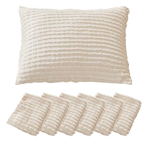 WARMDERN Beige Pillow Covers King Pillow Cases Soft Microfiber Pillow Cases Set of 6 Boho Textured Pillowcase with Envelope Closure(Beige, King, 6 Pack) - color: Beige, size: 20" x 36" (Pack of 6)