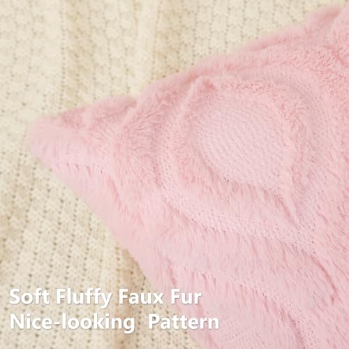 decorUhome Throw Pillow Covers 16x16 Inch Set of 2, Soft Plush Faux Wool Light Pink Solid Couch Pillow Covers, Accent Farmhouse Neutral Square Pillow Cases for Sofa Bed Living Room - color: Light Pink, size: 16" x 16" (Pack of 2)