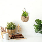 6 PCS Small Hanging Planters for Indoor Plants, Handmade Plant Hanger for 3.9" Pot, Woven Hanging Wall Plant Holder Basket for Succulents, Air Plants and Herbs, Boho Home Garden Decor