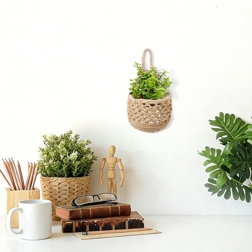 6 PCS Small Hanging Planters for Indoor Plants, Handmade Plant Hanger for 3.9" Pot, Woven Hanging Wall Plant Holder Basket for Succulents, Air Plants and Herbs, Boho Home Garden Decor