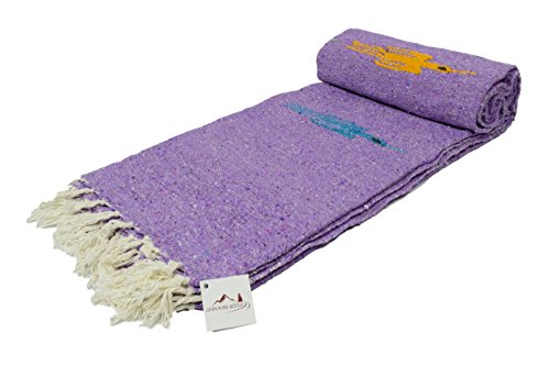 Open Road Goods Mexican Thunderbird Yoga Blanket, Handwoven Throw for Yoga, Meditation, and Home Décor – Versatile Blanket for Beach, Picnic, Camping, or Outdoor Use - color: Light Purple