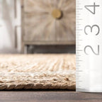 Nuloom Rikki Off-White/Natural, 9'6" x 13'6", Coastal Braided, Jute, Soft and Textured, High Traffic, Stain Resistant, Easy Clean, Durable Area Rug for Bedroom, Living Room, Dining, Foyer, Entryway - color: Off White, size: 9'6" x 13'6" (Rectangular)