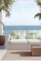 Hofdeco Premium Coastal Hampton Outdoor Performance Throw Pillow Cover Only, 22"x22" Water Repellent, UV and Fade Resistant for Backyard, Couch, Poolside, Grass Green Woven Coastline Stripes - color: Grass Green Coastline Stripes 22"x22"