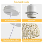 Rattan Pendant Light, 11" Boho Dome Dining Room Chandelier, Cream White Woven Kitchen Pendant Lighting over Island, Coastal Wicker Light Pendant Hanging Light Fixture for Nursery Entryway Bedroom, E26 - color: 11" Cream