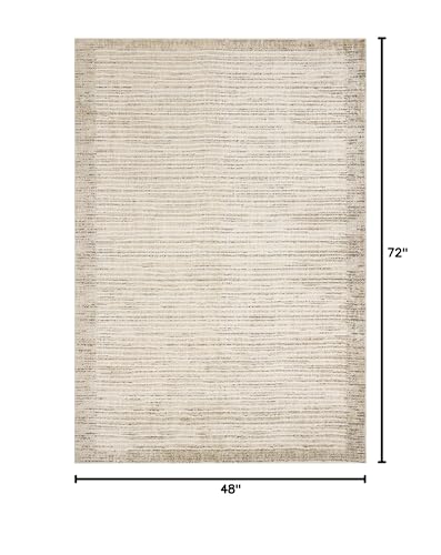 Loloi Jeremiah Brent Bleecker Collection BLE-02 Sand/Charcoal 4'-0" x 6'-0" Accent Rug - color: Sand / Charcoal, size: 4' x 6' (Rectangular)