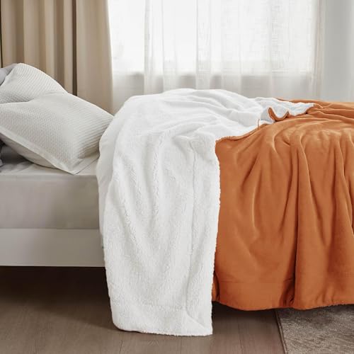 Bedsure GentleSoft Sherpa Fleece Throw Blanket for Couch, Non-Heated, Thick and Warm Throw for Women and Men, Soft Fuzzy Plush Blanket for Winter, Burnt Orange, 50x60 Inches - color: 09- Burnt Orange, size: Throw (50" X 60")
