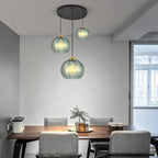 Mint Green Glass Chandelier, 3 Light Pendant Light Fixtures Kitchen Island Lighting Century Modern Kitchen Island Pendant Lighting Hanging Lights Multi Light Cluster Pendant Lighting（Without Bulb） - color: Mint-3 Light