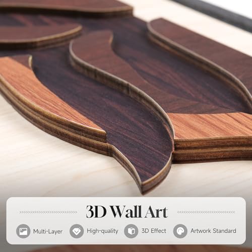Framed 3D Wood Wall Art Decor for Living Room, 3 Piece Large Boho Tropical Textured Artwork for Walls, Botanical Wooden Wall Art for Dining Room Hallway Bedroom, 24x36 Inch - color: Brown, size: 24" W x 36" H x 3Pcs