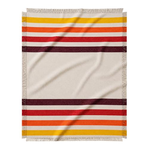 Canyon Glow Striped Afghan Throw Blanket | Thick & Cozy | Cotton USA Made (73x48) - color: Canyon Glow