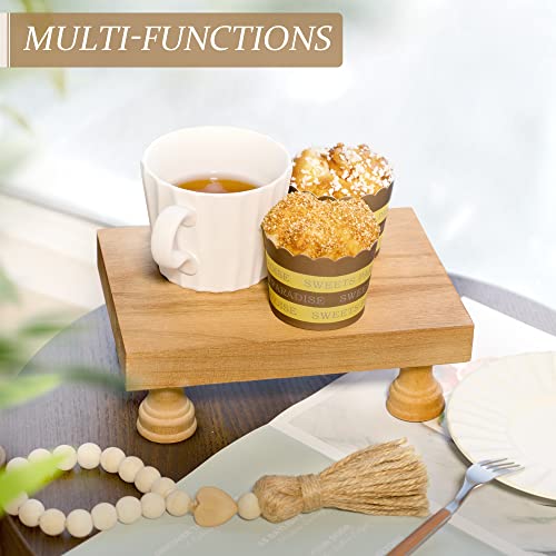 EOSAHR Modern Farmhouse Wood Riser for Display : Decorative Pedestal Stand for Home & Kitchen Decor and Retro Soap Stand for Sink - Rustic Bathroom Counter Tray and Countertop Organizer (Light Brown) - color: Light Brown - Paulownia Wood