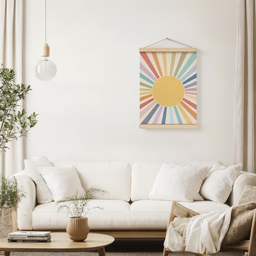ZNGFON Boho Sun Poster Hanger Frame 12x16, Bohemian Sunshine Canvas Wall Art Posters with Wooden Frames, Abstract Minimalist Wall Hanging Room Door Decor Decorations for Bedroom Living Room A2 - color: Decor 04