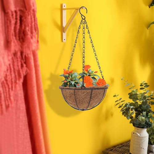 6 Pcs 8inch Coconut Fiber for Plants Round Hanging Basket Liner Wall Planter Insert Replacement Coco Coir Liner for Window Box, 100% Natural Coconut Fiber Fence Flower Baskets Pot (6, 8 inch) - size: 8 inch