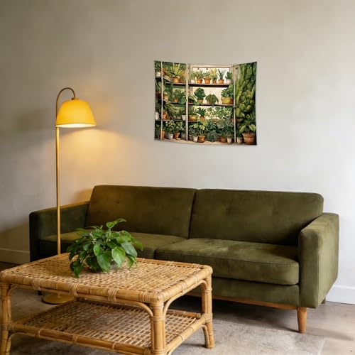 QGHOT Plant Tapestry Green Botanical Tapestry Wall Hanging Vintage Potted Tapestries for Bedroom Living Room Decor 31.5" L x 39.4" W - color: Z-Green, size: 31.5"L x 39.4"W