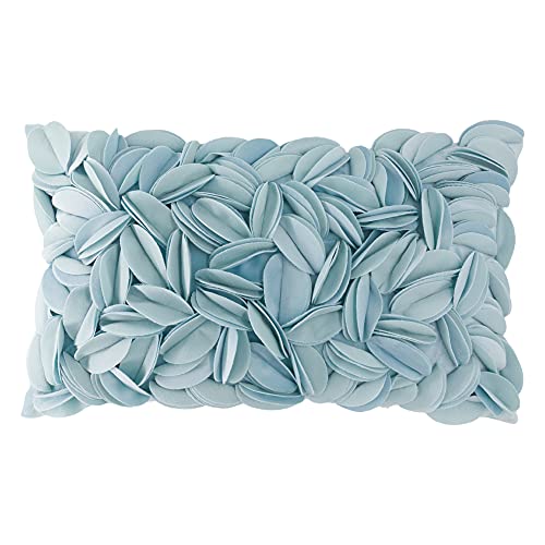KINGROSE Handmade 3D Floral Accent Throw Pillow Case Soft Pillow Cover Gorgeous Cushion Cover for Sofa Couch Bed Home Decor 12 x 20 Inches Velvet Light Blue - color: Light Blue - Velvet
