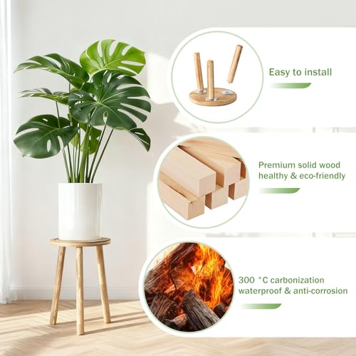 5-Pack Wood Plant Stands Indoor, Single Plant Stand for 6-22 Inch Pots, Mid-Century Modern Plant Stool, Tall Plant Stand for Large Plants Perfect Fit for Living Room, Balcony, Office (Light Brown) - color: Light Brown