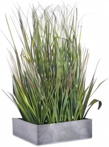 AlphaAcc 20 inch Fake Plants Weather Resistant Evergreen PVC Wheat Grass Plant in Pot Realistic Looking Fake Sea Grass for Home Office Decor Artificial Indoor Plant