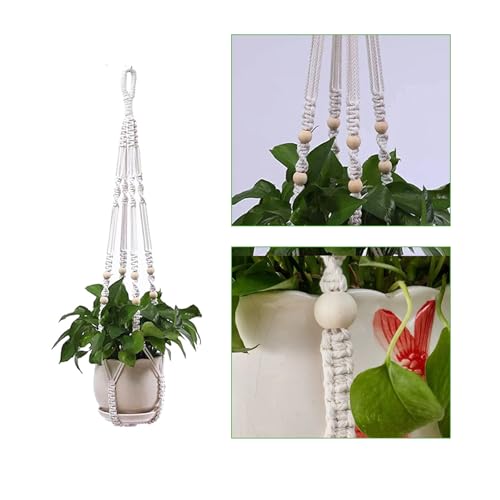 Plant Hanger Indoor Hanging Planter Basket for Indoor Outdoor Boho Home Decor 35 Inch, Ivory, Set of 1 (POTS NOT Included)