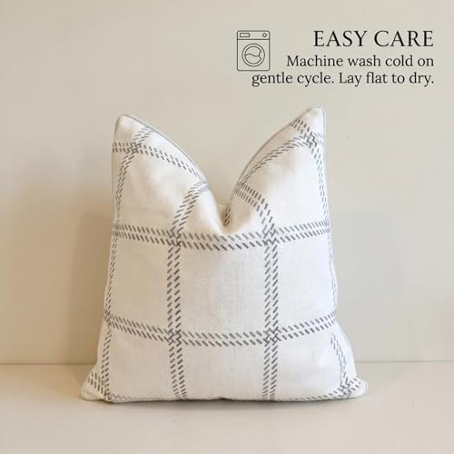 Jillien Harbor The Elliot Patterned Throw Pillow Cover – Checkered Pillow Print Polycotton Designer Accent for Farmhouse Decor, Decorative Pillow Cover, Fits 20 Inch Insert, 18 x 18 Inches, Brown - color: The Elliot, size: 18" x 18" (Pack of 1)