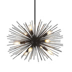 24in Black Sputnik Chandelier Mid Century Modern 9-Lights Starburst Chandelier Solid Metal Firework Urchin Satellite Chandeliers for Dining Room, Kitchen, Bedroom, Living Room, Foyer, E12 - color: Black 24" 9-Light Hanging Rod