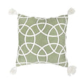 carol & frank Lily Sage Geometric Accent Throw Pillow w/White Tassel Fringe 18" x 18" All Seasons Springtime Spring Home Living Room Sofa Couch Chair Bed Bedroom Premium Luxury Decor Decoration 18" x