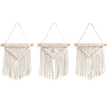 Mkono Boho Wall Decor Mini Macrame Wall Hanging Art 3 Pack Cute Christmas Tree Decoration for Living Room Bedroom Bathroom Teen Girls Room Dorm Home Office Gift Idea, 8''W x 9''H, Small