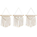 Mkono Boho Wall Decor Mini Macrame Wall Hanging Art 3 Pack Cute Christmas Tree Decoration for Living Room Bedroom Bathroom Teen Girls Room Dorm Home Office Gift Idea, 8''W x 9''H, Small