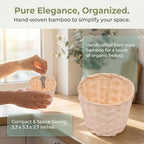 Bamboo Woven Storage Basket Set of 4 Small Decorative Sundries Organizer Baskets for Home Desktop Plant Holder and Room Decor