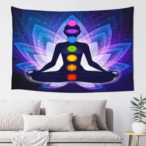 RTAFGU Chakra Meditation Tapestry, Chakra Meditation Lotus Flower, Yoga Spiritual Energy Art Tapestries Aesthetic Wall Hanging for Bedroom Living Room,Dorm Party Home Decoration 60" L x 40" W - color: Chakra Meditation_1501, size: 60"L x 40"W