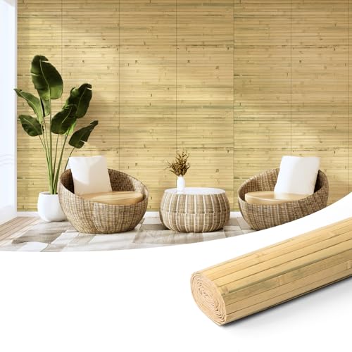 Art3d Natural Bamboo Wall Panel for Interior Wall Decor, Renewable Pole Wrap Wainscoting Paneling for Wall Ceiling Furniture Cabinet Office, 12 x 96 Inch - Natural, 1-Pack - color: Natural, size: 1-12" x 96"