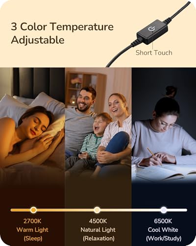 EDISHINE LED Table Lamp, Stepless Dimmable Bedside Lamp with 3 Color Temperature, Modern Nightstand Lamp, Upgraded Desk Lamps for Bedroom, Living Room, Corner, Gift, Metal Finish, Gold, 6W - color: Gold