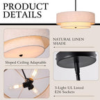Black Modern Chandelier 18'' Drum Pendant Light with Fabric Lampshade Hanging Light Fixture 3-Light Farmhouse Chandeliers for Dining Room Bedroom Kitchen Hallway Foyer - color: 18" Fabric Black
