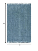 Nuloom Daniela Blue, 6' x 9', Handmade, Jute, Tassel, Soft and Textured, High Traffic, Stain Resistant, Easy Clean, Durable Area Rug for Bedroom, Living Room, Dining Space, Foyer, Entryway - color: Blue, size: 6' x 9' (Rectangular)