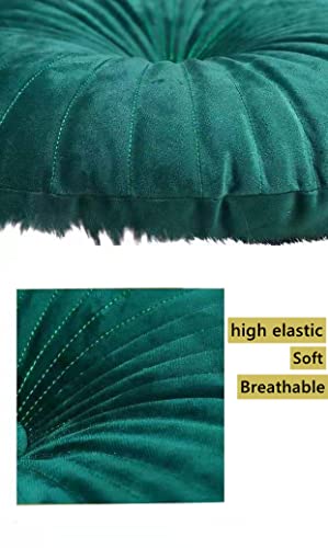 NatureMan Round Throw Pillow, Velvet Decoration Small Throw Pillow, Pumpkin Throw Pillow Cushion Suitable for Living Room Sofa Bed Floor 13.7 inches (Dark Green) - color: Dark Green