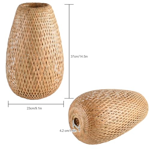 Bamboo Lamp Shade, 2-Pack Hand-Woven Bamboo Rattan Hanging Light Shade,D 9.05" Rattan Table Lamp Shade for Floor Lamp, Wall Sconces Light Cover Table Light,Pendant light - color: Bamboo 9.05 in 2-Pack