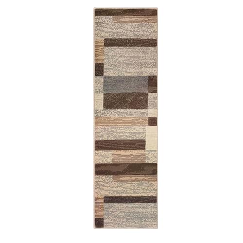 SUPERIOR Indoor Runner Rug, Jute Backed, Modern Geometric Patchwork Floor Decor for Bedroom, Office, Living Room, Entryway, Hardwood Floors, Rockwood Collection, 2' 7" x 12', Slate - color: Slate, size: 2'7" x 12' (Rectangular)