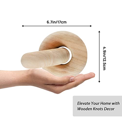 Wood Chain Decor, 2-Link Decorative Chain Hand Carved Boho Wood Knot Decor for Bookshelf Desk Living Room Coffee Table Farmhouse Decorative Ornament (Natural)