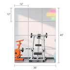 Ruomeng Home Gym Mirrors 12 Inch x 12Pcs Wall Mounted Mirror Glass Frameless Full Length Mirror Tiles for Home Gym, Bedroom, Door & Bathroom - size: 12"x12"-12pcs