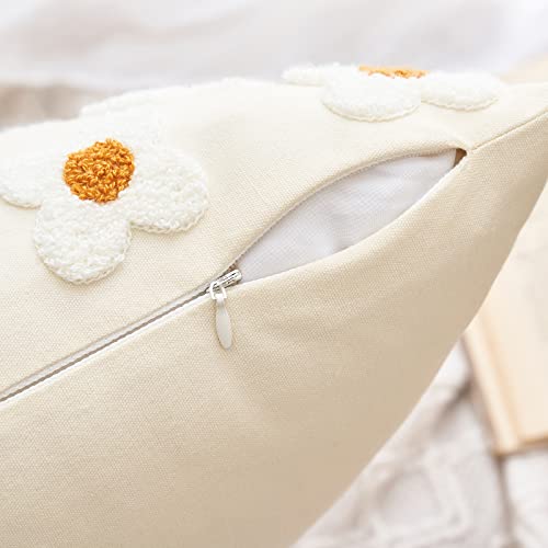 EMEMA Decorative Throw Pillow Covers Sun Flower Jacquard Pillowcase Cushion Case Square for Couch Sofa Bed Living Room Bedroom Set of 2, 20x20 Inch, Beige - color: A-beige, size: 20" x 20" (Pack of 2)