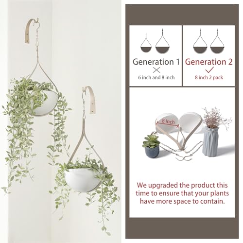 Hajia 2 Pack Waterdrop Shaped Hanging Planter, Beige Metal Plant Hanger with Non-Detachable Pots, Boho Hanging Plant Holder for Wall and Ceiling Decor.(No Plants or Drainage Holes) - color: Beige, size: Medium 2 Pack