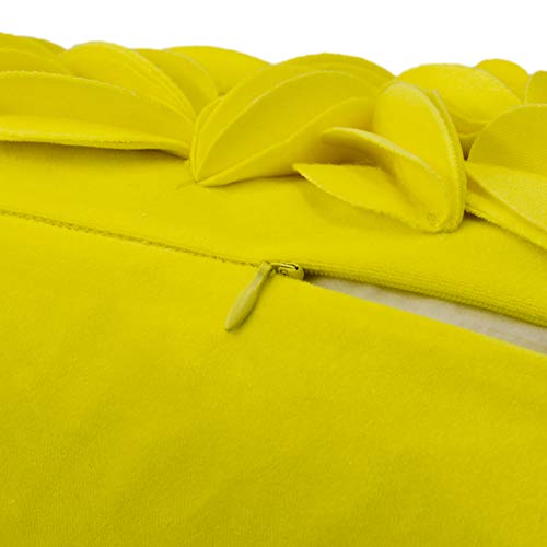 KINGROSE 3D Floral Decorative Couch Throw Pillow Cover Handmade Solid Cushion Cover Soft Pillow Case Sham 12 x 20 Inches Velvet York Yellow - color: York Yellow - Velvet