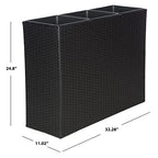 SAFAVIEH Outdoor - Rita Black Wicker 3-Tier Plant Stand with Baskets, Vertical Flower Rack Planter Shelf for Patio, Balcony, Garden, 32.28"W x 11.02"D x 24.8"H (PAT7705A) - color: Black