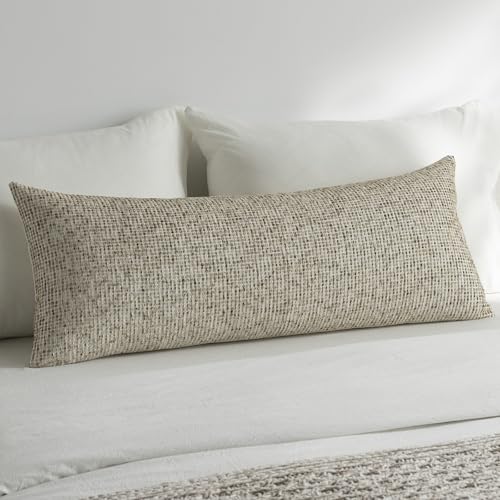 Pack of 1 Neutral Body Pillow Covers 20x54 Boho Textured Dots Stripe Chenille Rectangular Long Decorative Lumbar Pillow Cases Accents for Living Room Couch Bed Farmhouse Home Decor, Taupe - color: Taupe, size: 54" x 20" (Pack of 1)
