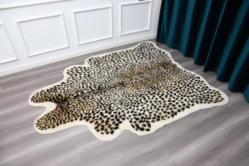 Huichenxing2021FURSTORE Faux Cheetah Area Rug Animals Printed Hide Mats Leopard Faux Hide Area Rug 5.2ft x 6.5ft / 63 x 78.7inch / 160 x 200cm - color: Multi Leopard 78.7"l X 63" W