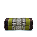 Leewadee Yoga Block – Floor Cushion for Yoga Practice, Meditation Seat Cushion for Workouts Filled with Kapok, 14 x 7 x 5 inches, Brown Green