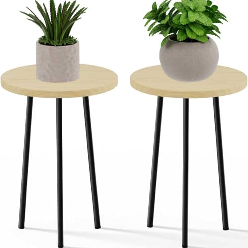 Plant Stand Indoor Outdoor: 2 Pack Indoor Plant Stand 20'' Convertible Multi-purpose Holder - Mid Century Modern Decor - Tall Plant Table for Living Room/Balcony/Garden/Patio - color: Burlywood, size: 20"&20"