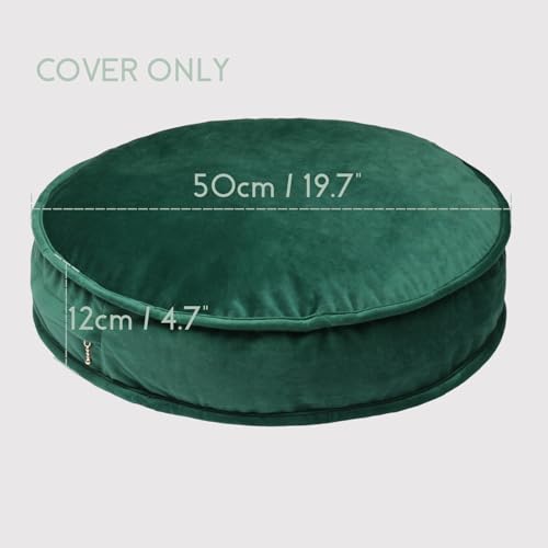 Round Floor Pillow Cover Velvet Throw Seating Pouf Yoga Meditation Cushion Plush Case Reading Room Decor Cover Only (19.7IN, Green) - color: Green, size: 19.7" x 19.7" (Pack of 1)