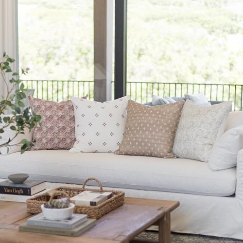 Woven Nook - Modern & Luxurious Decorative Boho Throw Pillow Covers - Durable Quality & Machine Washable - 100% Cotton Canvas - Dover Set - 4 Pack (18 x 18)
