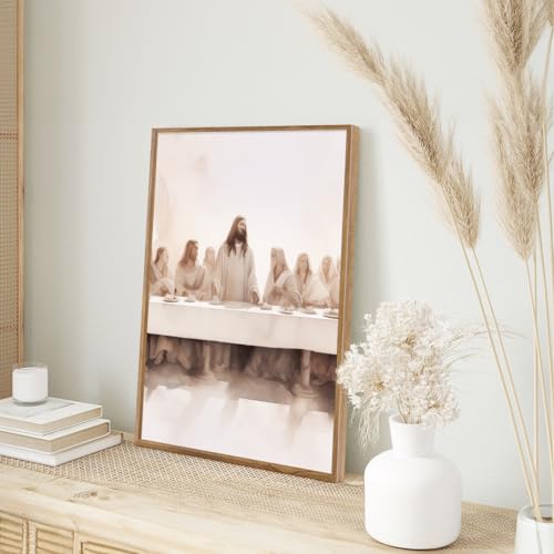 CHDITB Jesus Last Supper Framed Canvas Wall Art Set Of 3, Christian Twelve Apostle Wall Decor, Scripture Jesus Wall Painting,Bible Renaissance Easter Art Prints For Dining Room Church (12X16 Inch) - color: Jesus wall art